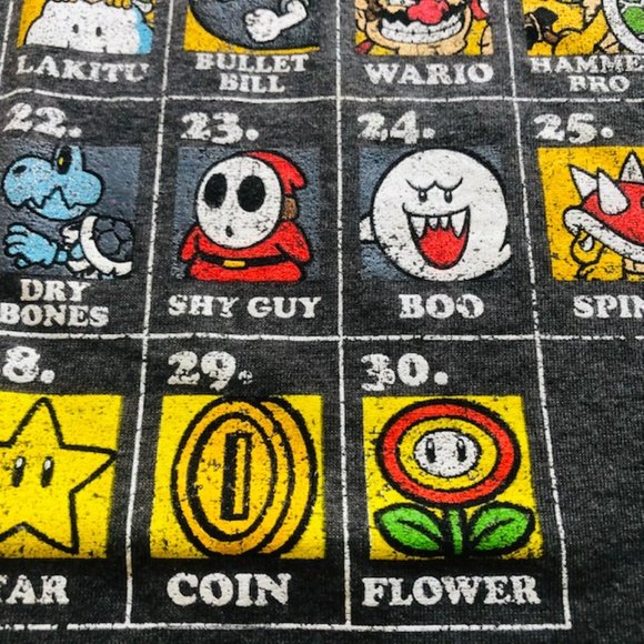 Super Mario Periodic Table Gray Graphic T-shirt Men's Large Luigi Toad Bowser - Picture 8 of 11